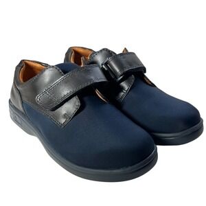 Dr Comfort Annie Womens Navy Leather Lycra Hook and Loop Comfort Shoes Size 6.5W